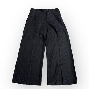Blanque High Rise Flowy Wide Leg Linen Pants Sz 1 / S / M Black Lagenlook
